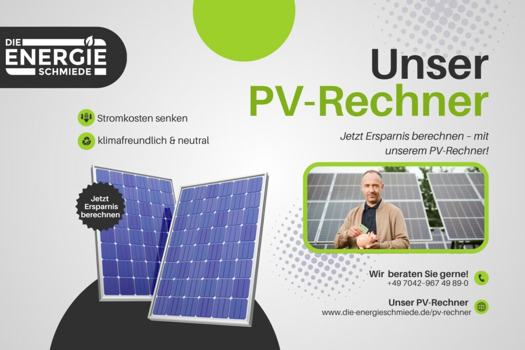 PV-Rechner Jetzt Photovoltaik-Ersparnis berechnen mit dem PV-Rechner von der Energieschmiede – Stromkosten senken und klimafreundlich handeln